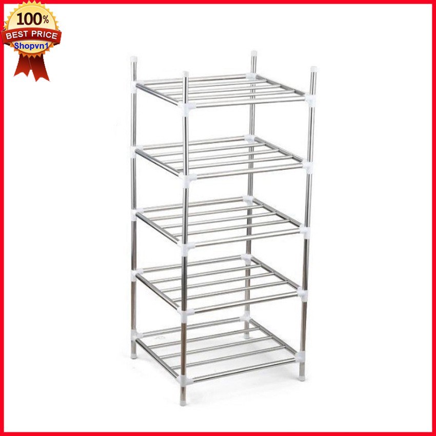 Kệ để xoong nồi chảo 5 tầng chất liệu inox tiện lợi, dễ dàng tháo lắp