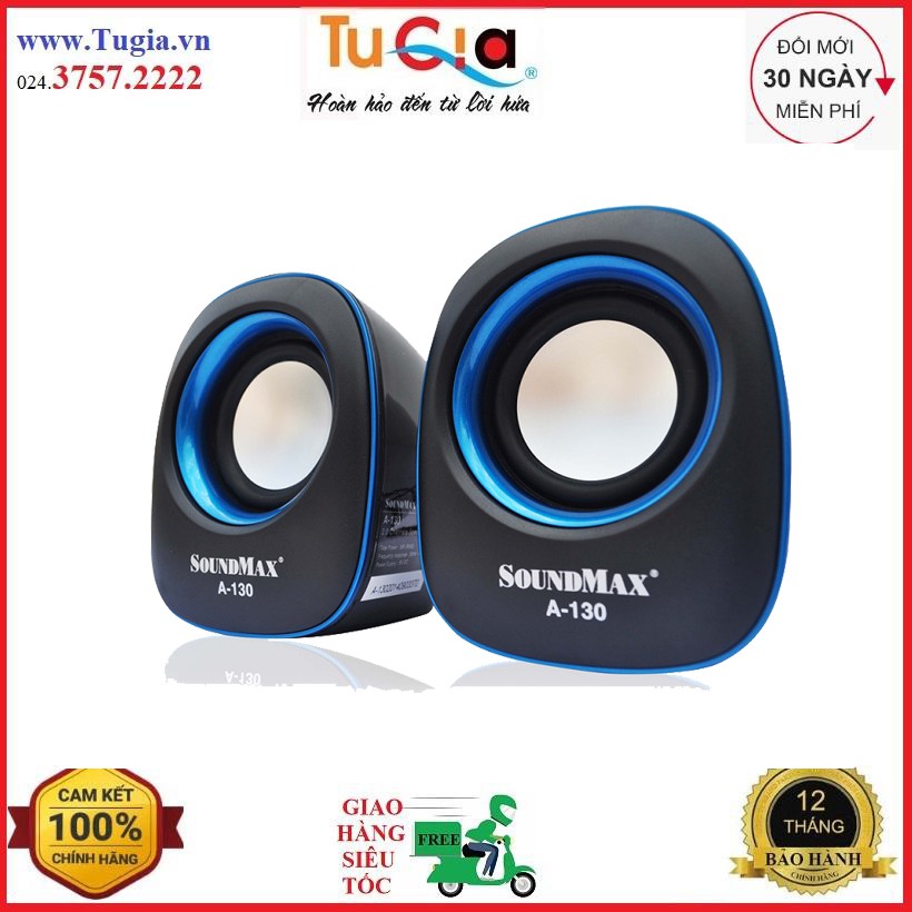 Loa máy tính SOUNDMAX A130 USB (2.0) 6W ( Xanh/ Đỏ) - (Hãng phân phối chính thức)