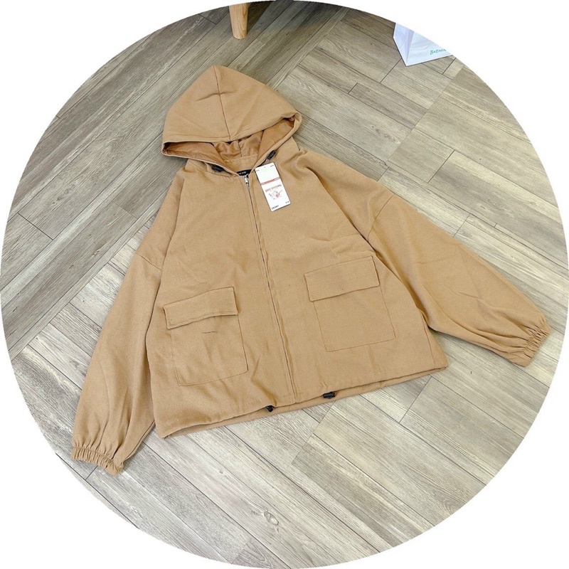 Áo khoác kaki trơn basic túi hộp kaki da lộn 2 lớp có nón unisex ulzzang nam nữ