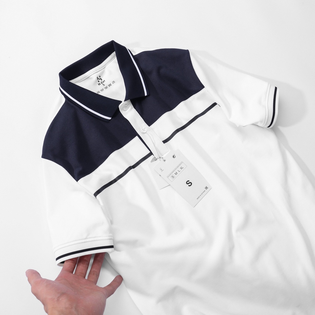 Áo Polo Nam Cổ Bẻ Navy Phối Ngang H-Zet - Vải Polo Cá Sấu Cao Cấp