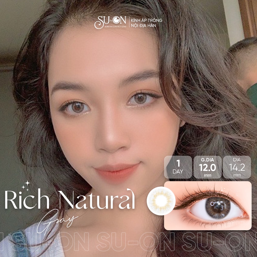 Lens 1 ngày Ann365 RICH NATURAL GRAY áp tròng 14,2mm, xám trong tự nhiên Hàn Quốc, siêu êm đeo cả ngày