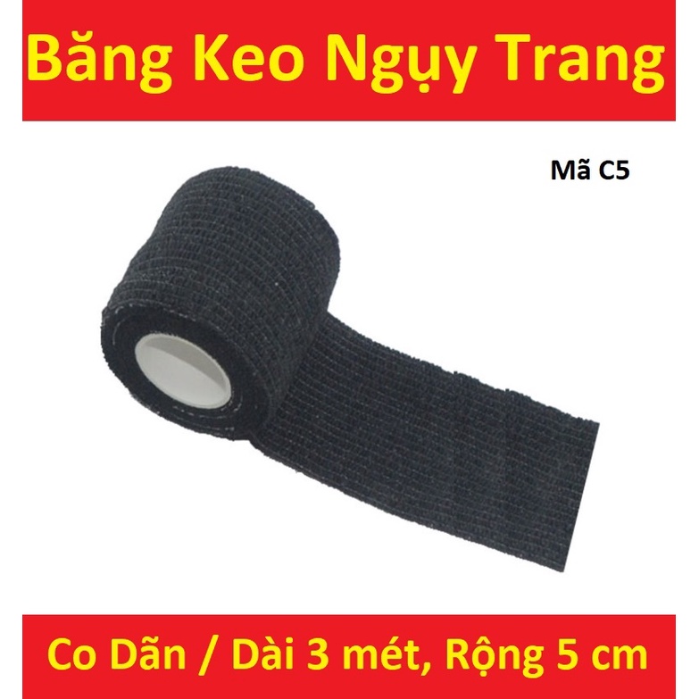 Băng Keo Nguy. Trang ( Mã C5 ) Vải tự dính Bọc dụng Cụ Ngoài Trời - Đen