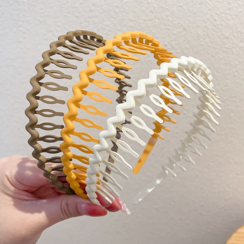 Băng Đô Cài Tóc Màu Trơn Gợn Sóng Đơn Giản Cho Nữ