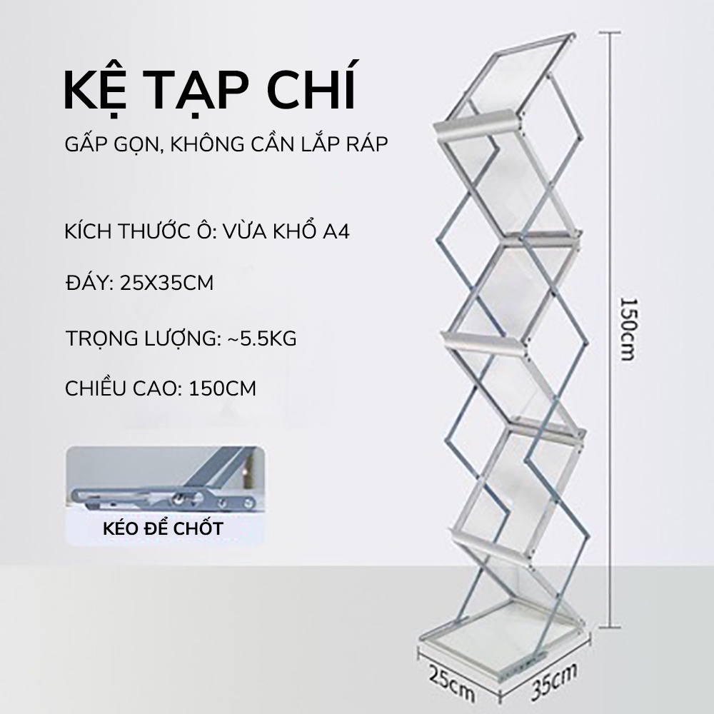 Kệ ziczac để tạp chí phụ kiện chụp ảnh bằng kim loại cao cấp hàng đẹp - PB51