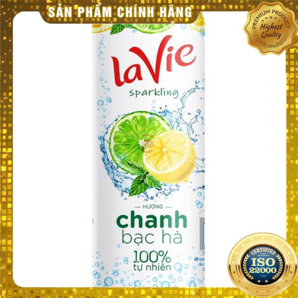 [ Yams Mart ] Combo 3 Nước Giải Khát Có Ga LaVie Sparkling Hương Chanh Bạc Hà Lon 330ML