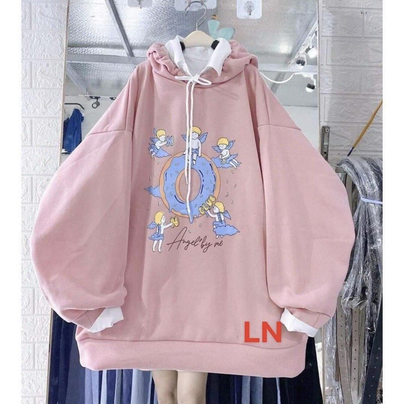 Áo hoodie thiên thần nhỏ LN11 , áo thun nam nữ, áo thun dài tay, sét bộ mặc ở nhà - LEEDA MODY
