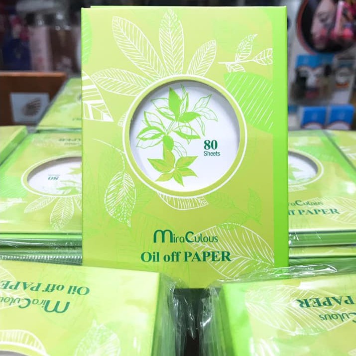 Giấy thấm dầu tinh chất trà xanh Mira Culous Oil Off Paper hàng chính hãng Hàn Quốc 80 tờ