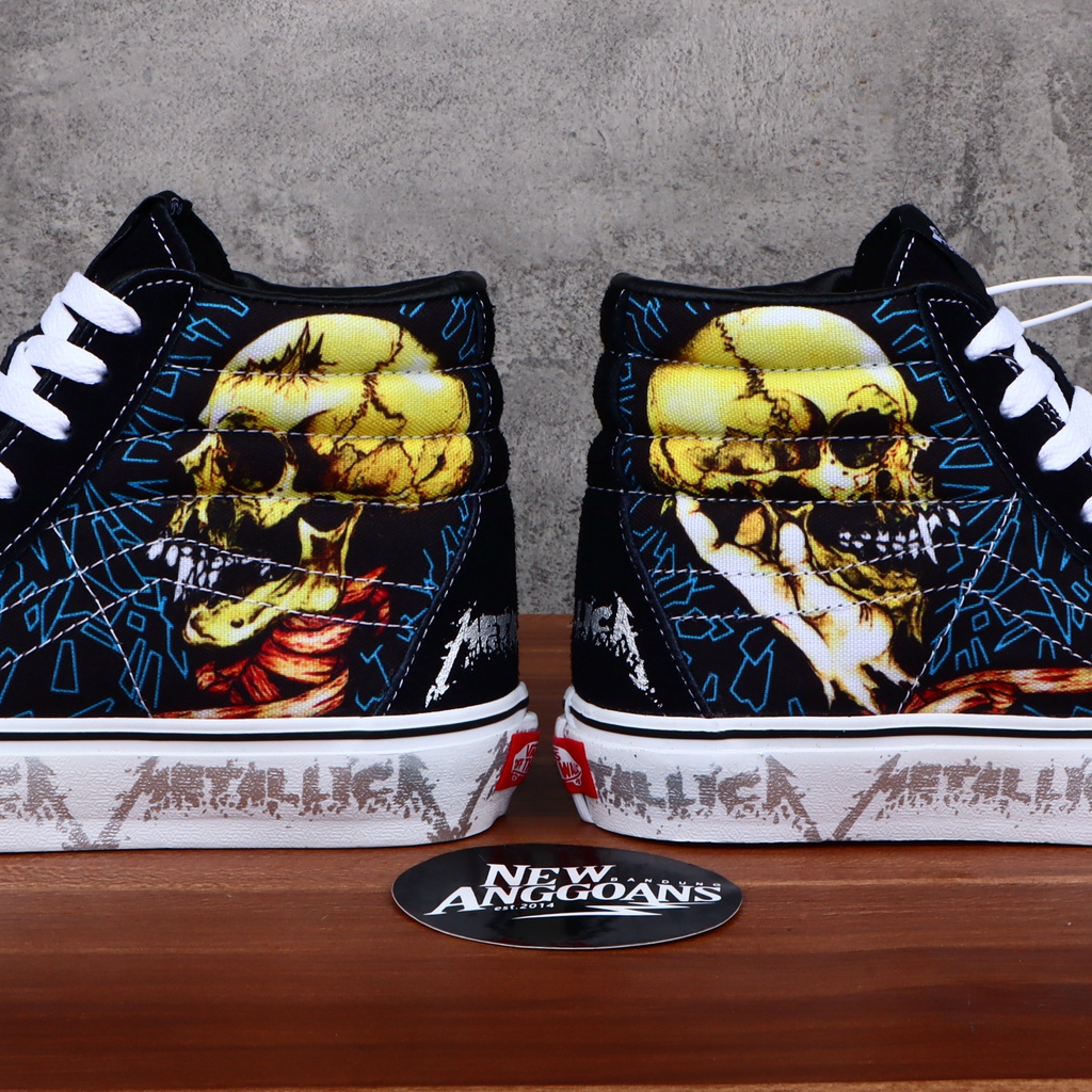 Album Ảnh 30Th Anniversary Sk8 Hi Màu Trắng Đen DT Sepatu Thương Hiệu PUTIH HITAM Vans X Metallica