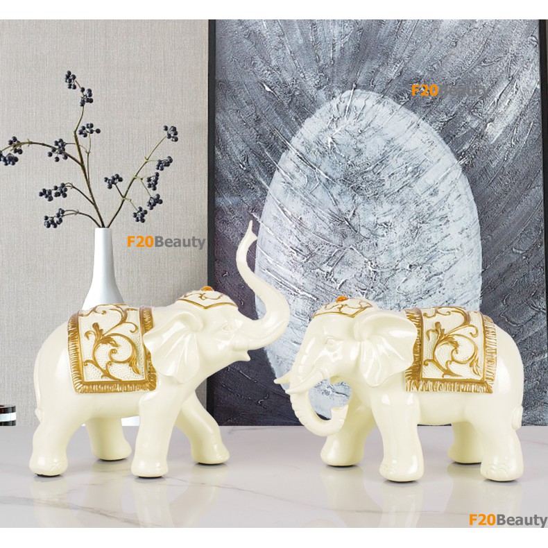 🐘Tượng Cặp Voi Decor 🐘 Đồ trang trí Nội Thất Phòng Khách, Phòng Ngủ Cao Cấp Đẹp Rẻ 💫 F20Beauty 💫 Phong cách hiện đại | BigBuy360 - bigbuy360.vn