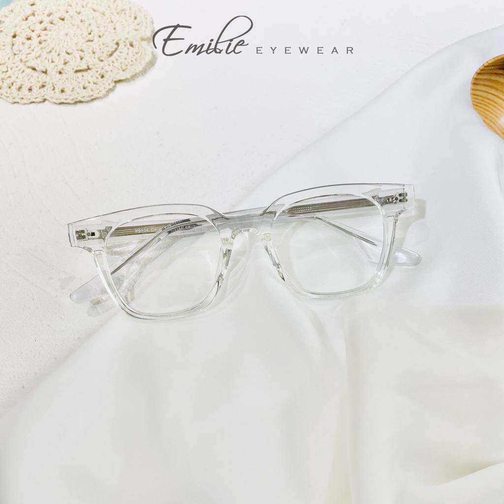 Gọng kính vuông nam nữ nhựa TR kết hợp acetate Kính mắt Emilie phụ kiện thời trang K9104