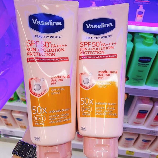 [Hàng Chuẩn) Vaseline SPF 50+++ 5in1 Nhập Khẩu Thái Lan dưỡng da chống nắng -320ml/1Tuýt