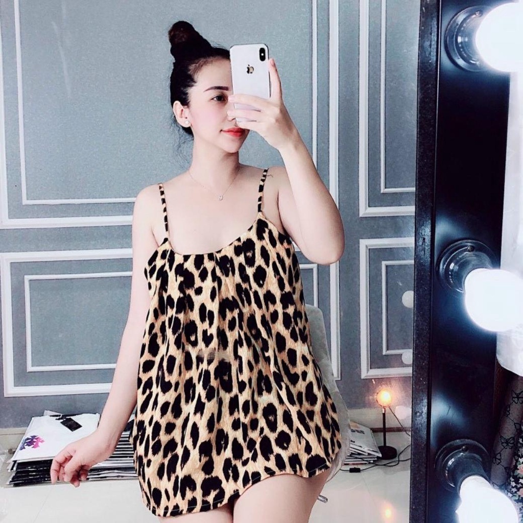 Bộ ngủ hai dây mềm mát, lụa 100d