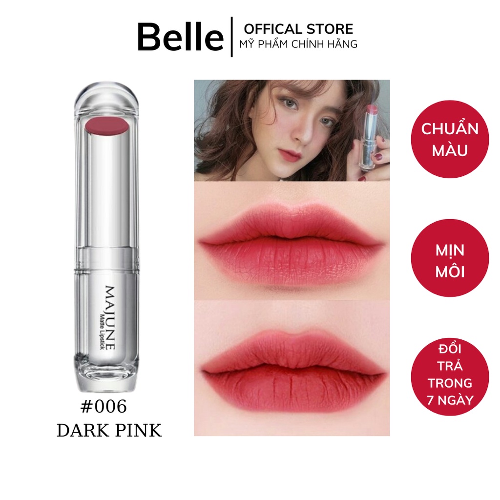 Son lì dưỡng môi chính hãng MAJUNE màu DARK PINK lâu trôi, mềm mịn môi, màu sắc tươi tắn không làm khô môi 4g mã 006