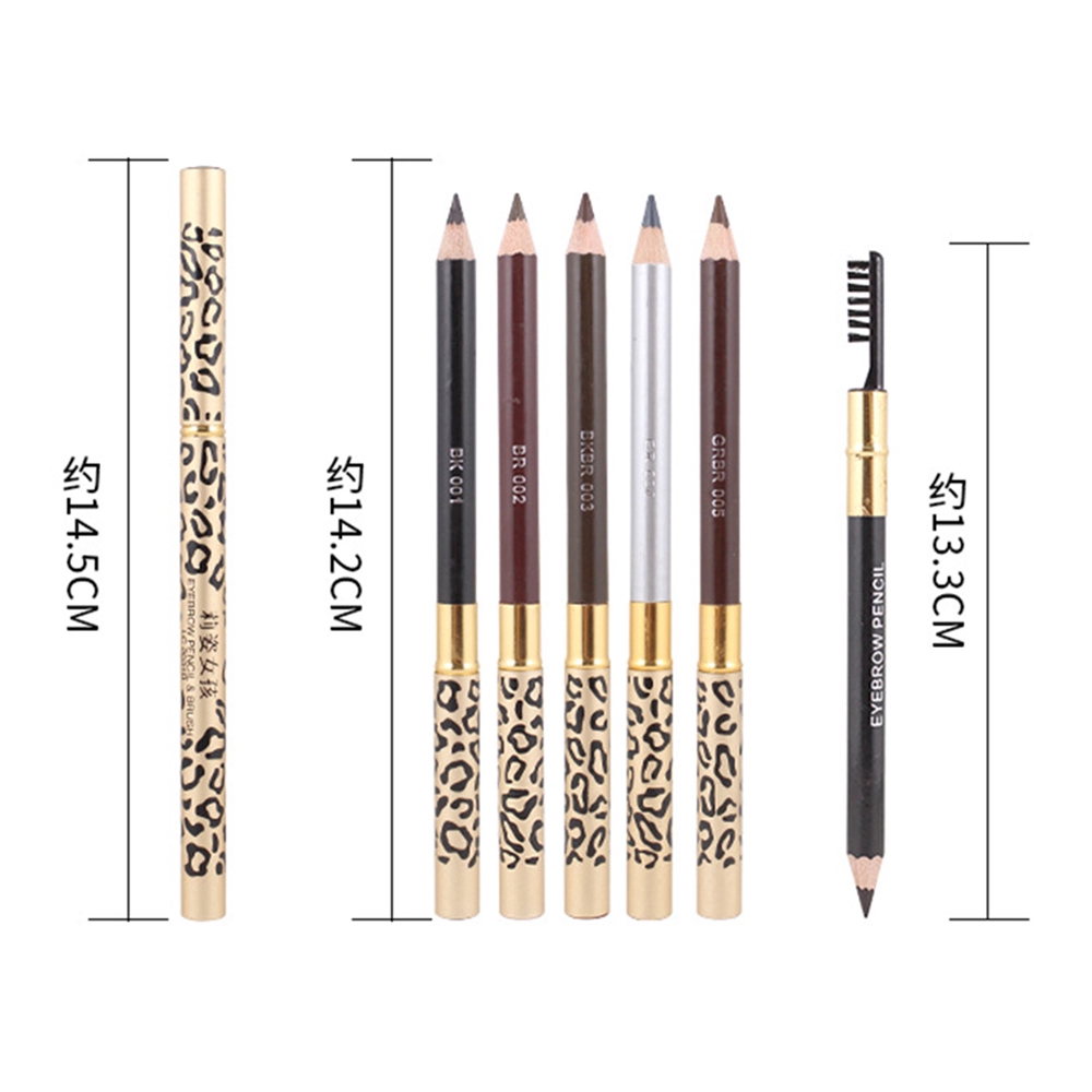 Bút chì kẻ lông mày chống nước in họa tiết da beo 4 màu 14.5x0.9cm
