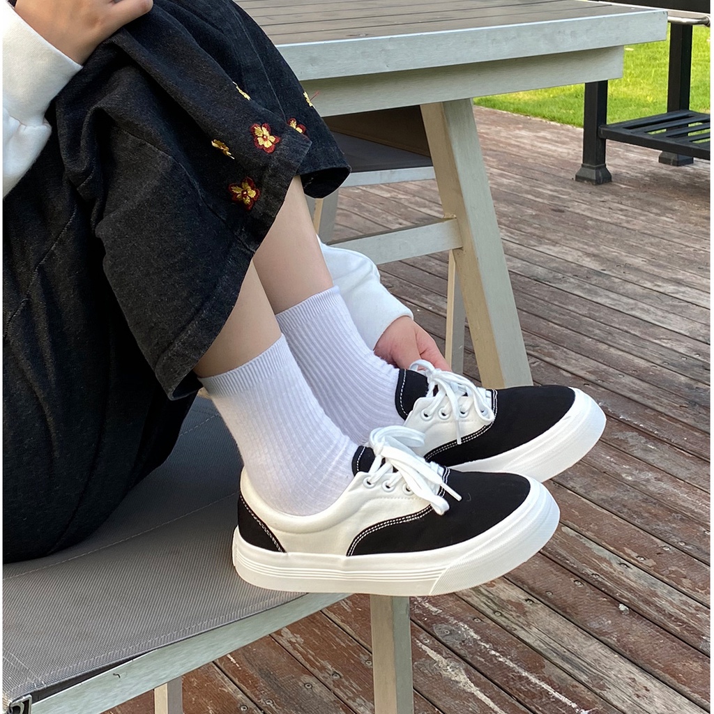 Mistery Giày thể thao trắng vải canvas cao 3cm cho nữ MIS-503