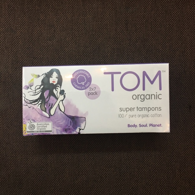 Băng vệ sinh dạng Tampon cho ngày nhiều TOM Organic Super Tampons (2x7 pack)