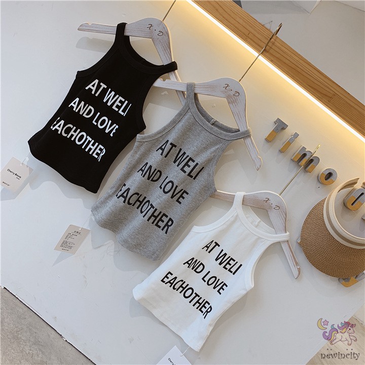 Áo Sát Nách In Chữ Thời Trang Hàn Quốc Dành Cho Bé Gái