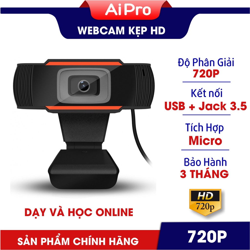 Webcam đàm thoại, dạy và học trực tuyến -  Độ phân giải 720P - Có kèm Mic - BH 3 Tháng