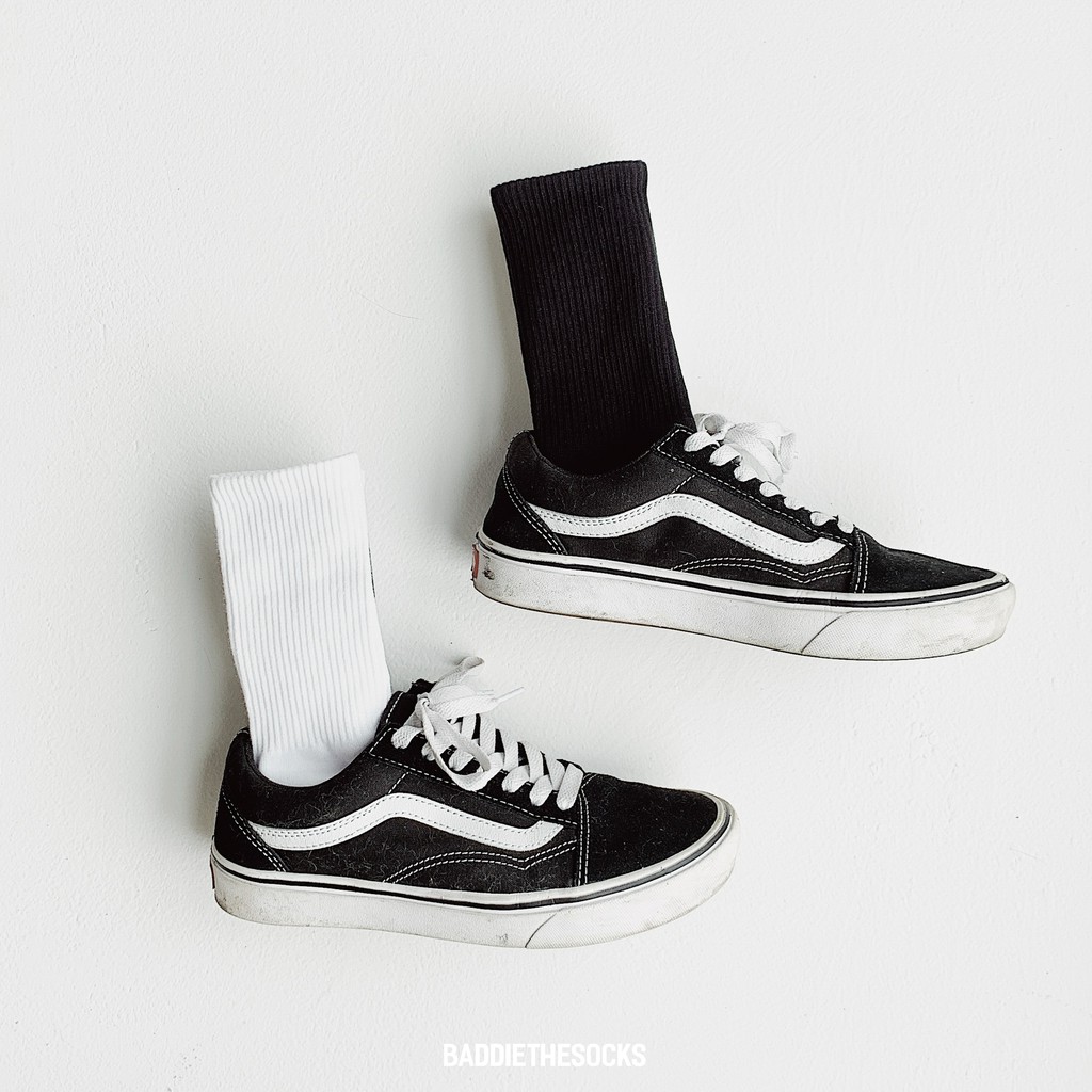 Tất cao cổ nam trơn Men Basic Crew