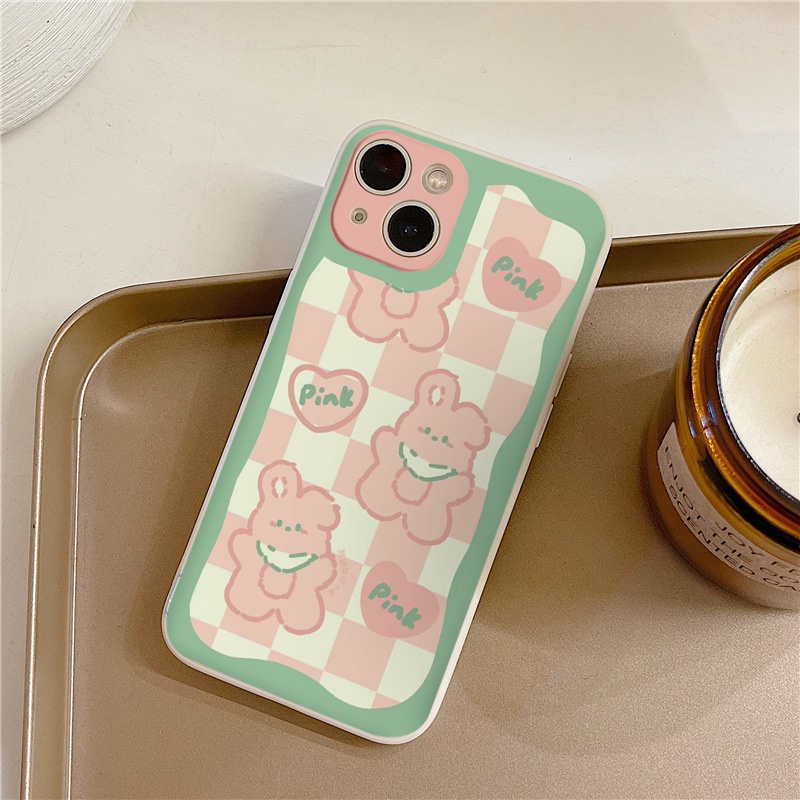 Ốp silicon iphone thỏ caro hồng siêu xinh cho 6/6plus/6s/6splus/7/7plus/8/8plus/x/xr/xs/11/12/13/pro/max/plus/promax