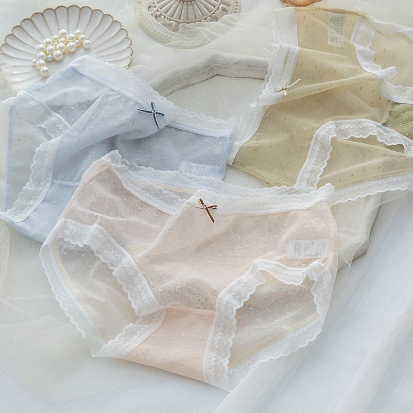 Quần lót nữ ren xuyên thấu đính nơ sexsy Cao Cấp, quần chịp ren co giãn 4 chiều thoáng mát gợi cảm - L1021