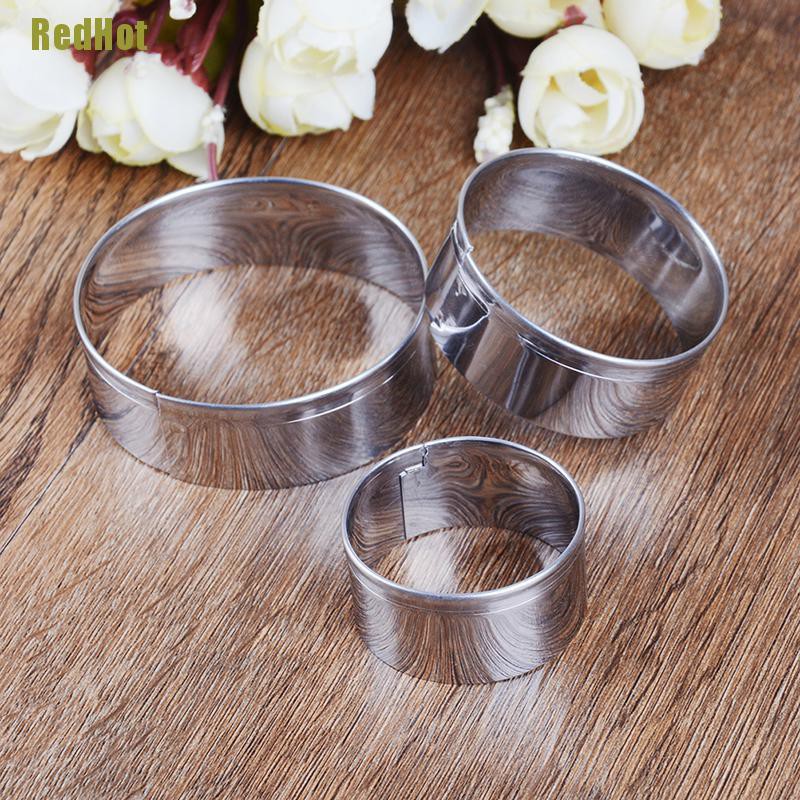 Bộ 3 Khuôn Làm Bánh Tròn Bằng Thép Không Gỉ Cao Cấp