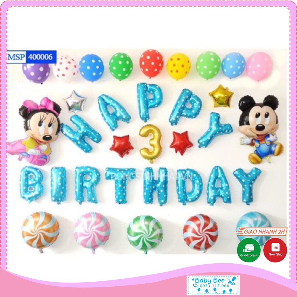 Set bóng Happy birthday-Mickey 3