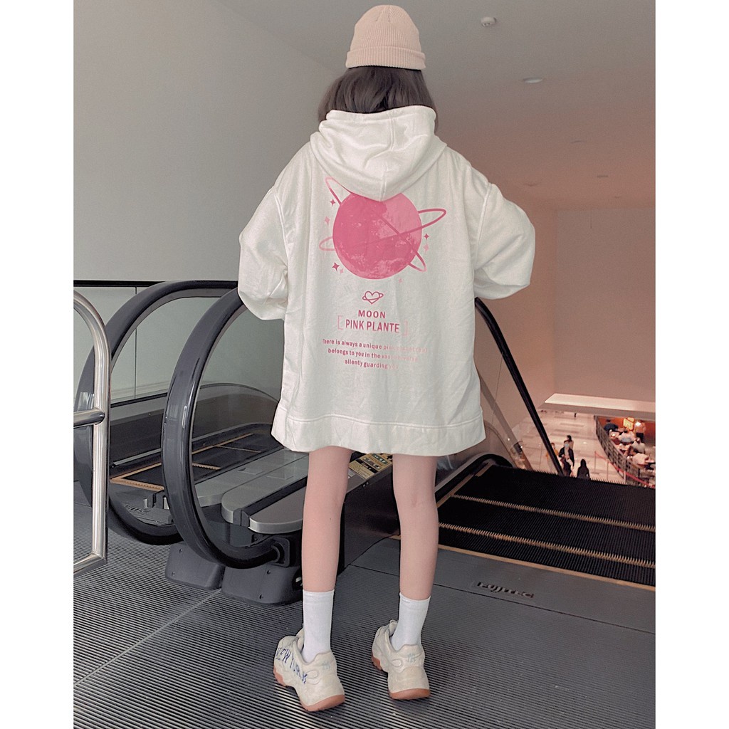 Áo Khoác Nỉ Bông MOPIE PLANTE Phối Dây Kéo Form Rộng Ulzzang (Ảnh Thật)