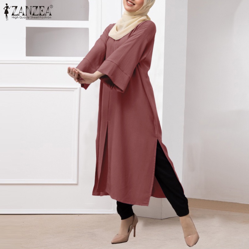 Đầm maxi Zanzea tay dài phong cách Hồi giáo cổ điển thời trang dành cho nữ