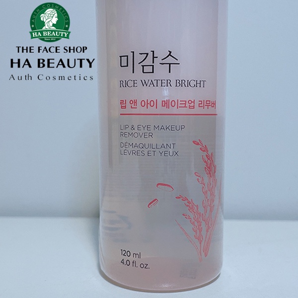 Tẩy trang mắt môi The Face Shop Rice Water Bright Lip & Eye Makeup Remover 120ml dưỡng ẩm sạch sâu