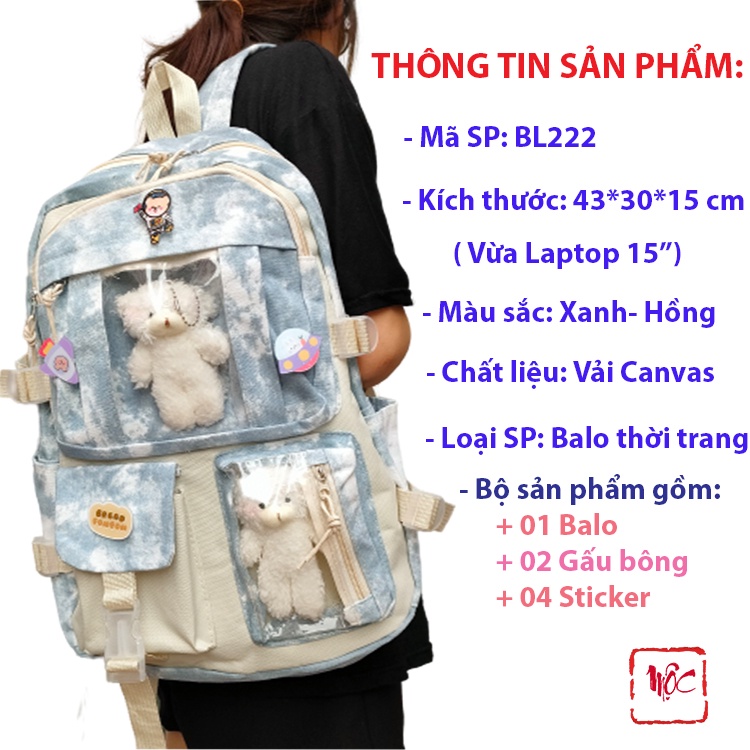 Balo thời trang BL222, Balo ULZZANG - Full set như hình. (ảnh chụp)