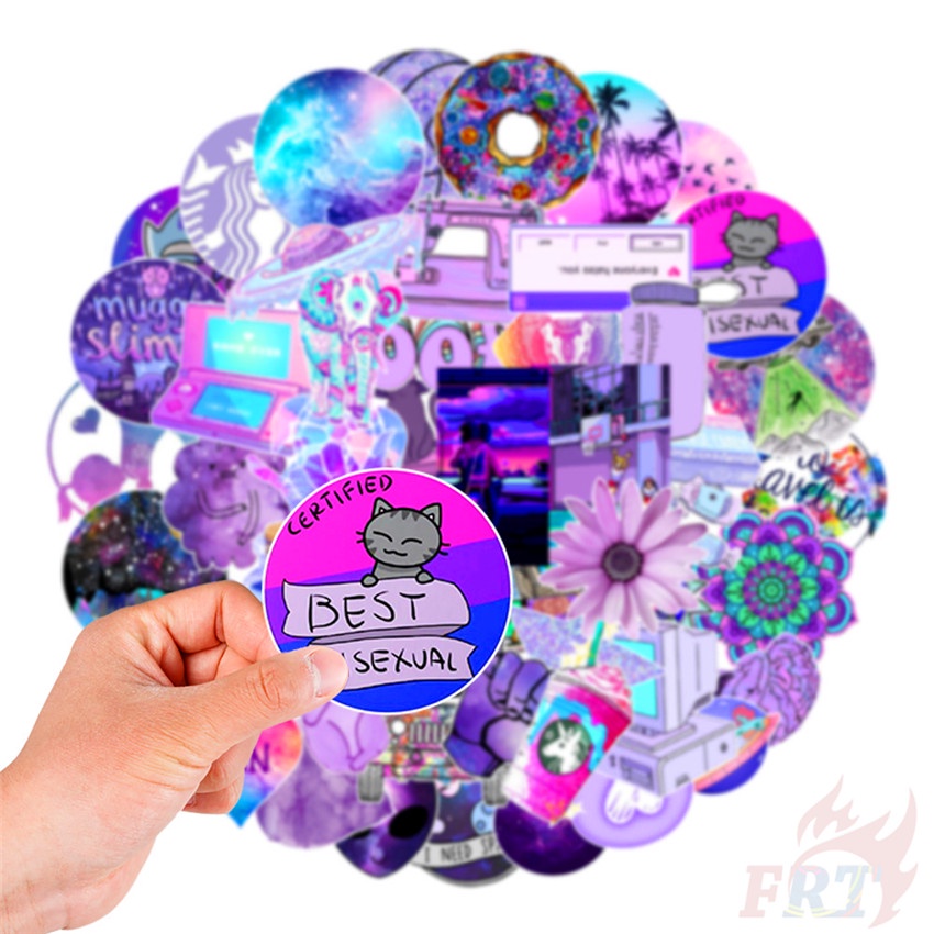 Bộ 100 Cái/Bộ ❉ Ins Nhãn Dán B Dòng Lãng Mạn Màu Tím ❉ Sticker Dán Trang Trí Đa Dạng Thời Trang
