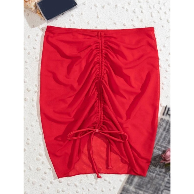 Brroa Đầm Lưới Mini Ôm Dáng Màu Trơn Phối Dây Rút Gợi Cảm Mùa Hè Cho Nữ