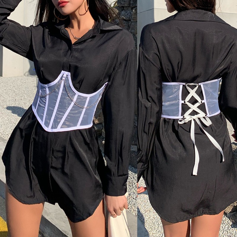 Áo Corset Phối Dây Kim Loại Phong Cách Gothic