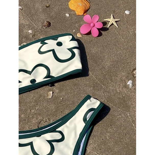 Set Bikini 2 Món Đi Biển Hoạ Tiết Hoa 2 Màu