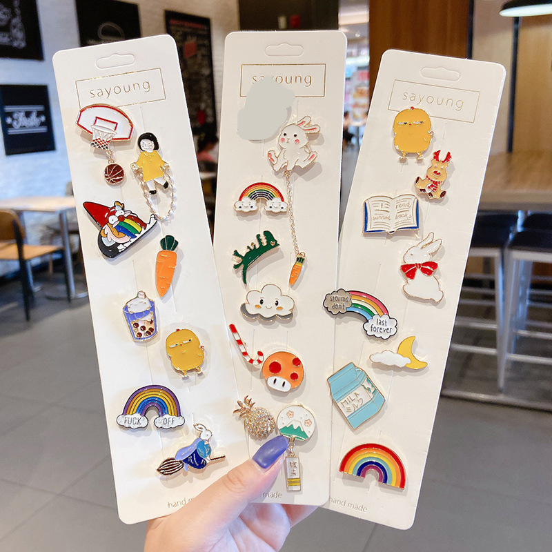 (Buy Three get one free) Ghim Cài Áo Hoạt Hình Phong Cách Nhật Dễ Thương Chống Mài Mòn Trang Trí Cổ Áo Sáng Tạo Cho Nữ