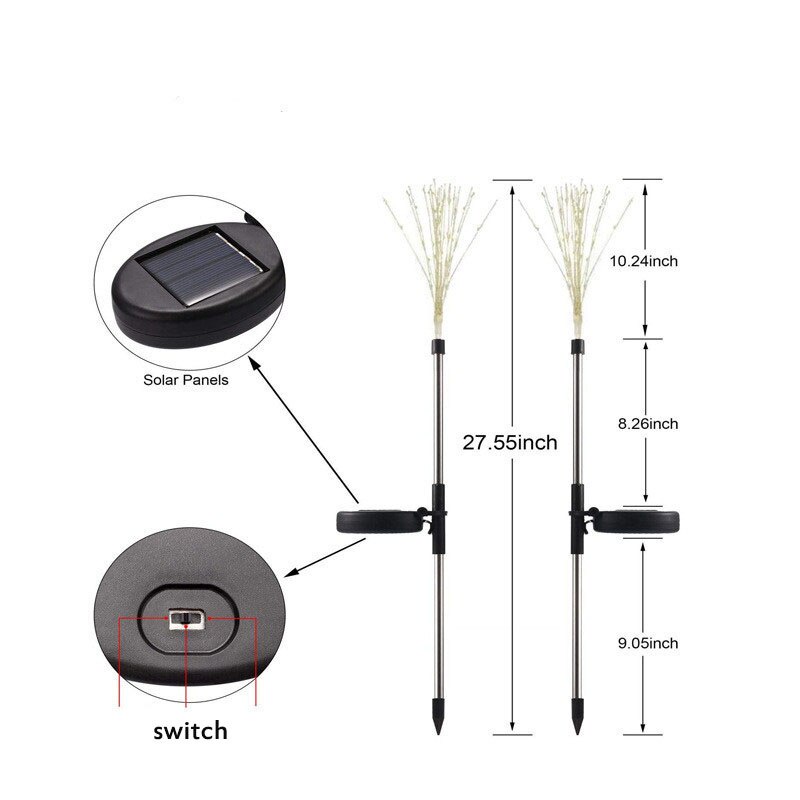 Đèn LED hình pháo hoa 90/150 bóng ánh sáng trắng ấm chống nước trang trí sân vườn ngoài trời