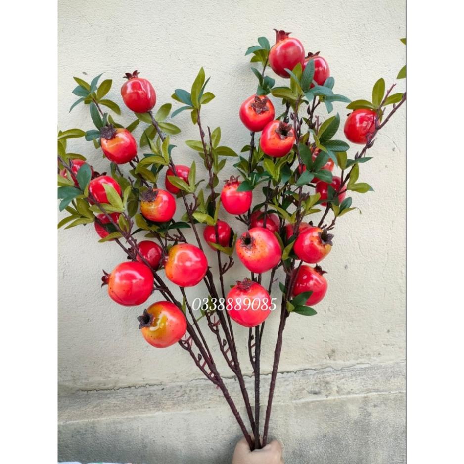 Cành lựu trang trí 7 quả lớn và cành dài 80cm  i