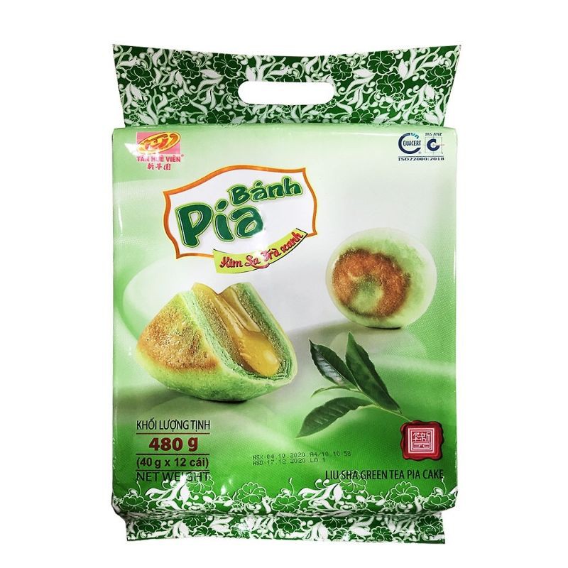 Bánh pía kim sa trà xanh Tân Huê viên túi 500g