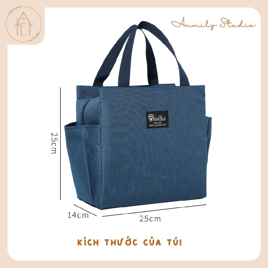 Túi đựng hộp cơm văn phòng ANMILY giữ nhiệt đa năng, thể tích lớn, thời trang, chống thấm nước, nhiều ngăn để đồ ở ngoài