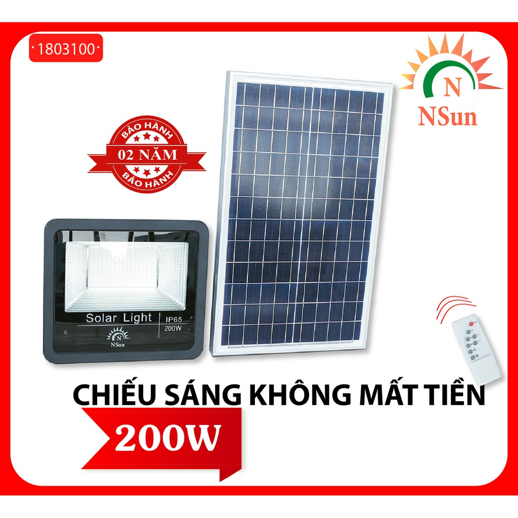 ĐÈN PHA LED NĂNG LƯỢNG MẶT TRỜI 120W, 200W NSUN CẢM BIẾN THÔNG MINH  1803-60, 1803-100