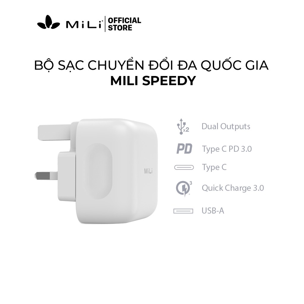 Bộ sạc chuyển đổi đa quốc gia MiLi speedy HC-H18WE