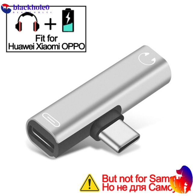 Đầu chuyển đổi cáp sạc tai nghe 2 trong 1 USB 3.5 sang Type C Otg tương thích với Macbookpro Xiaomi Huawei Type-c