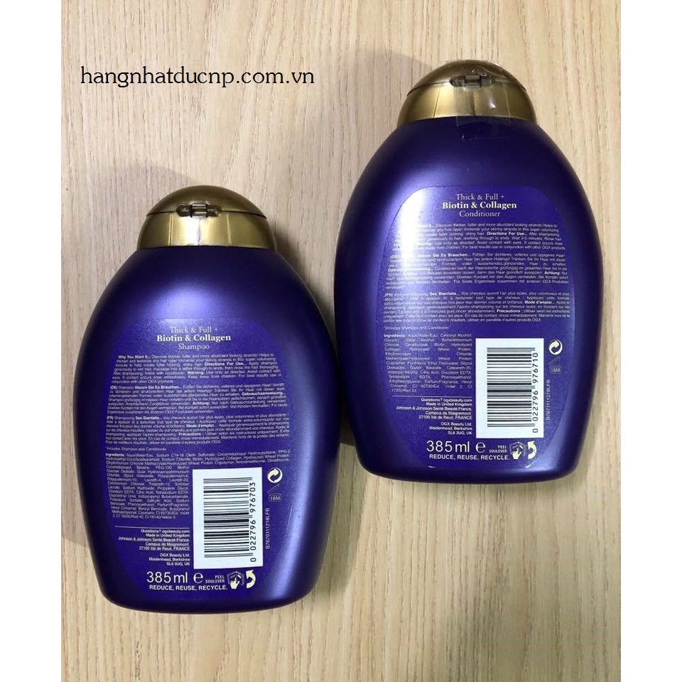 DẦU GỘI OGX Thick & Full + Biotin & Collagen 385ml