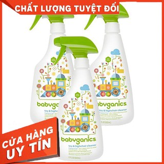 (Auth) Nước xịt khuẩn Đồ chơi và Ghế ăn Babyganics Toy & Highchair Cleanser 502ml