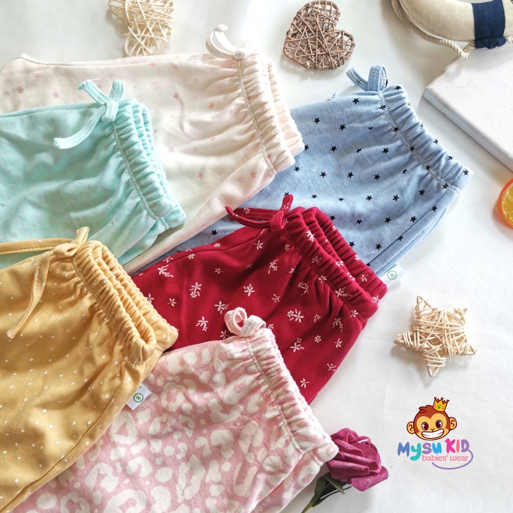 Quần đùi bé gái thun cotton xuất dư nhún lai dễ thương mềm mịn mát AG02