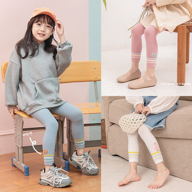 Quần Legging Kẻ Sọc In Họa Tiết Hoạt Hình Cho Bé Gái