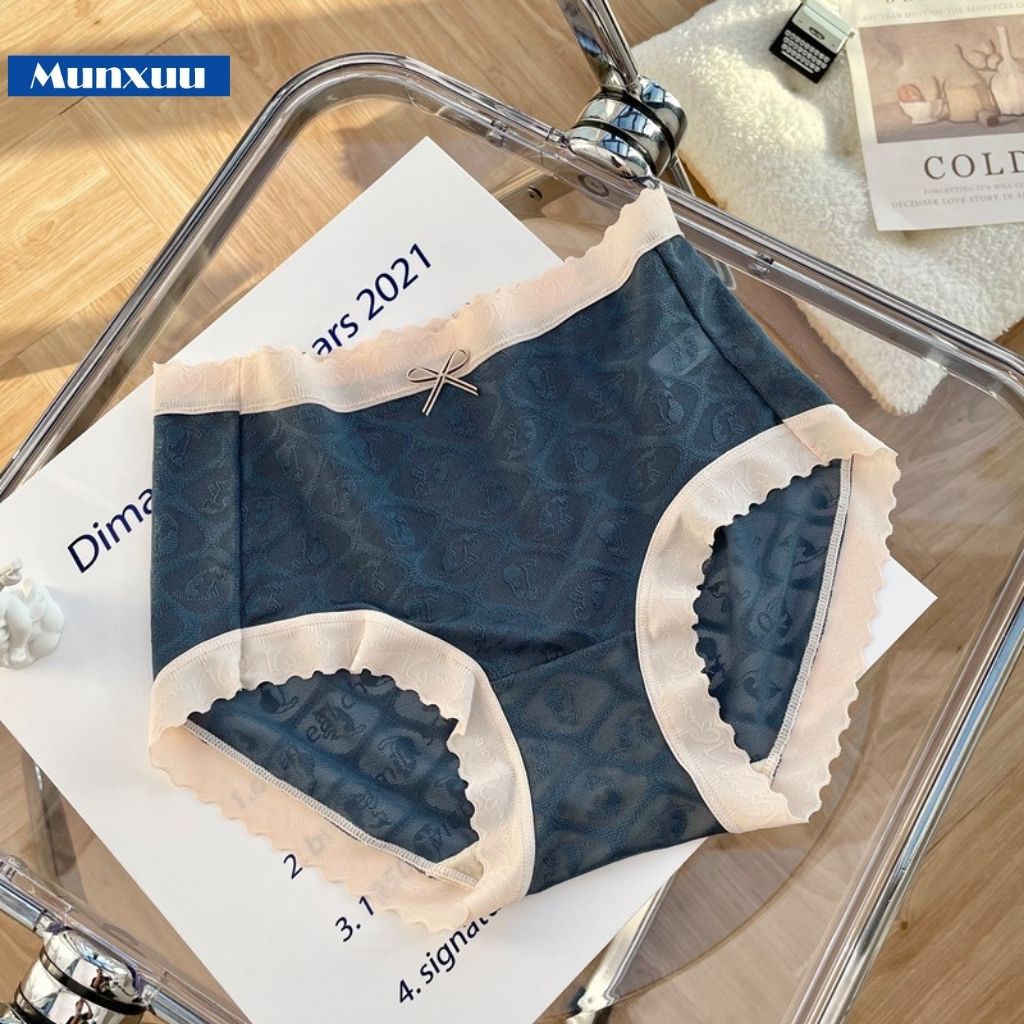 Quần lót ren cao cấp cạp cao tôn eo thon gọn, ren hoa gấm phối viền Su siêu mềm mại – MUNXUU QC65