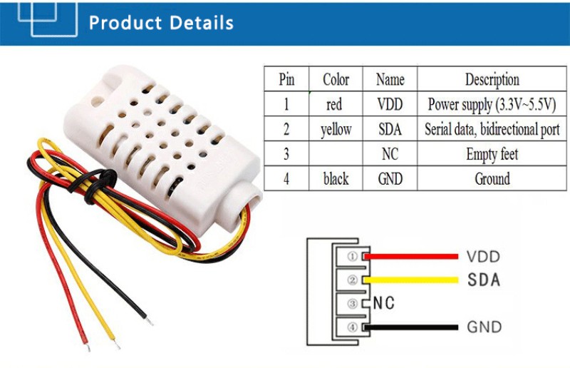 1 Cảm Biến Nhiệt Độ Độ Ẩm Có Dây Dht22 / Am2302 Am2302B