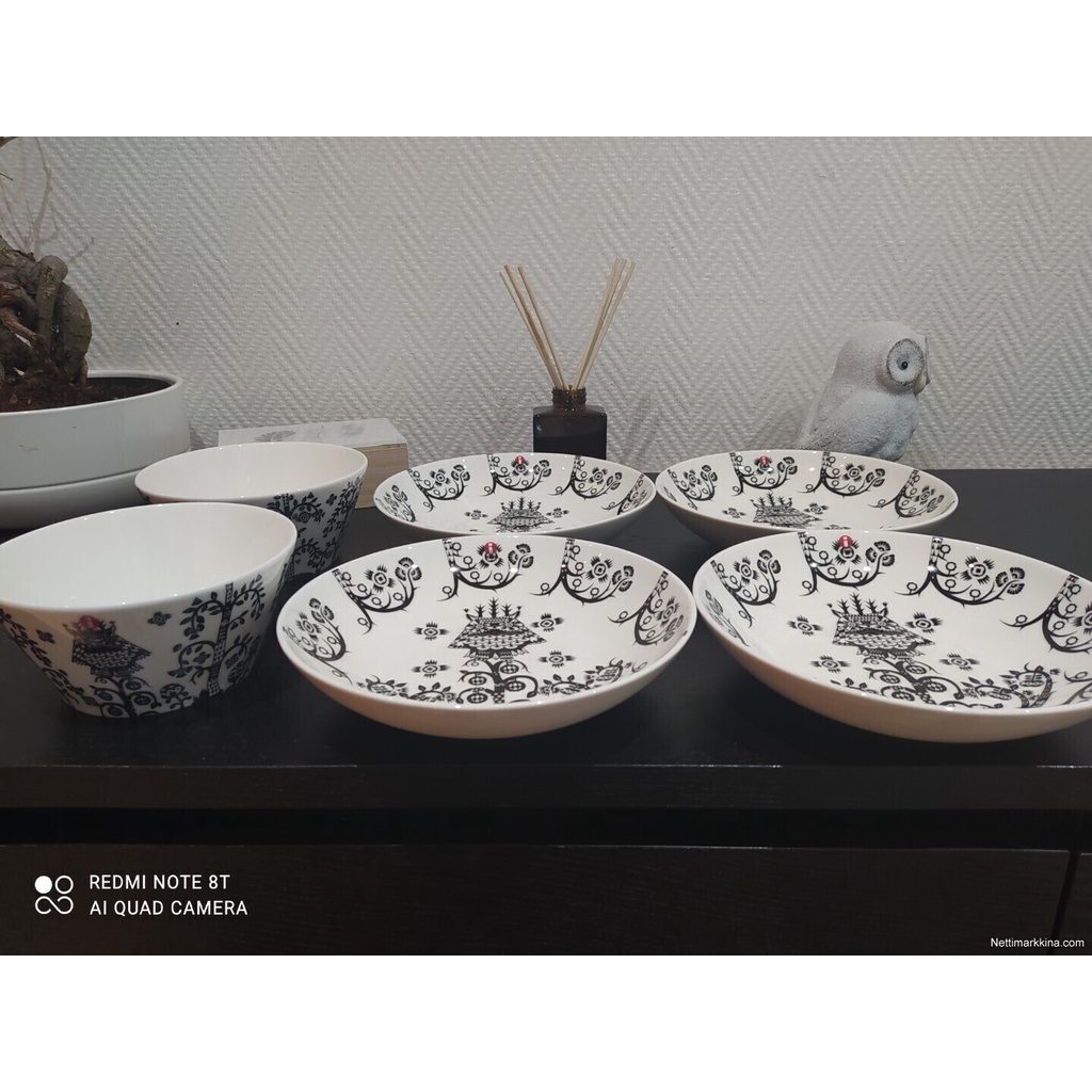 Đĩa sứ Taika Iittala phong cách Bắc Âu màu Đen - Size 20/27cm